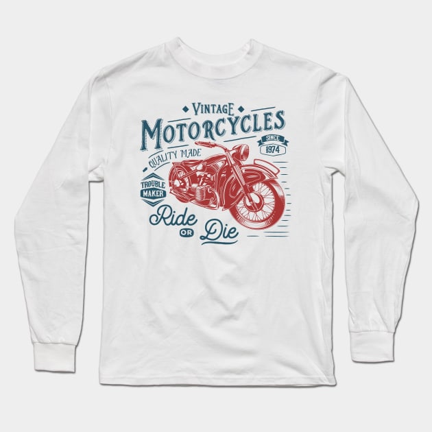 VINTAGE MOTOR Long Sleeve T-Shirt by mojokumanovo